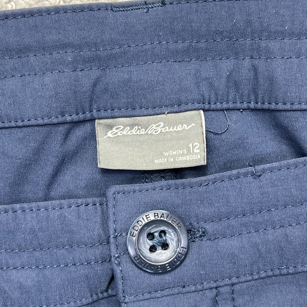 Eddie Bauer Pants Womens Size 12 Navy Blue WR W Tech Capri Hiking Outdoor Casual - Picture 7 of 16